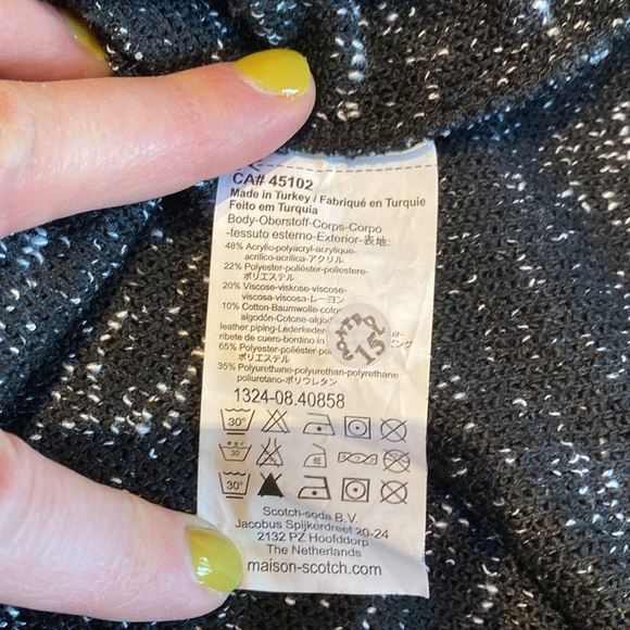 Maison Scotch Faux Leather Trim Woven Long Sleeved Top - Picture 4 of 10